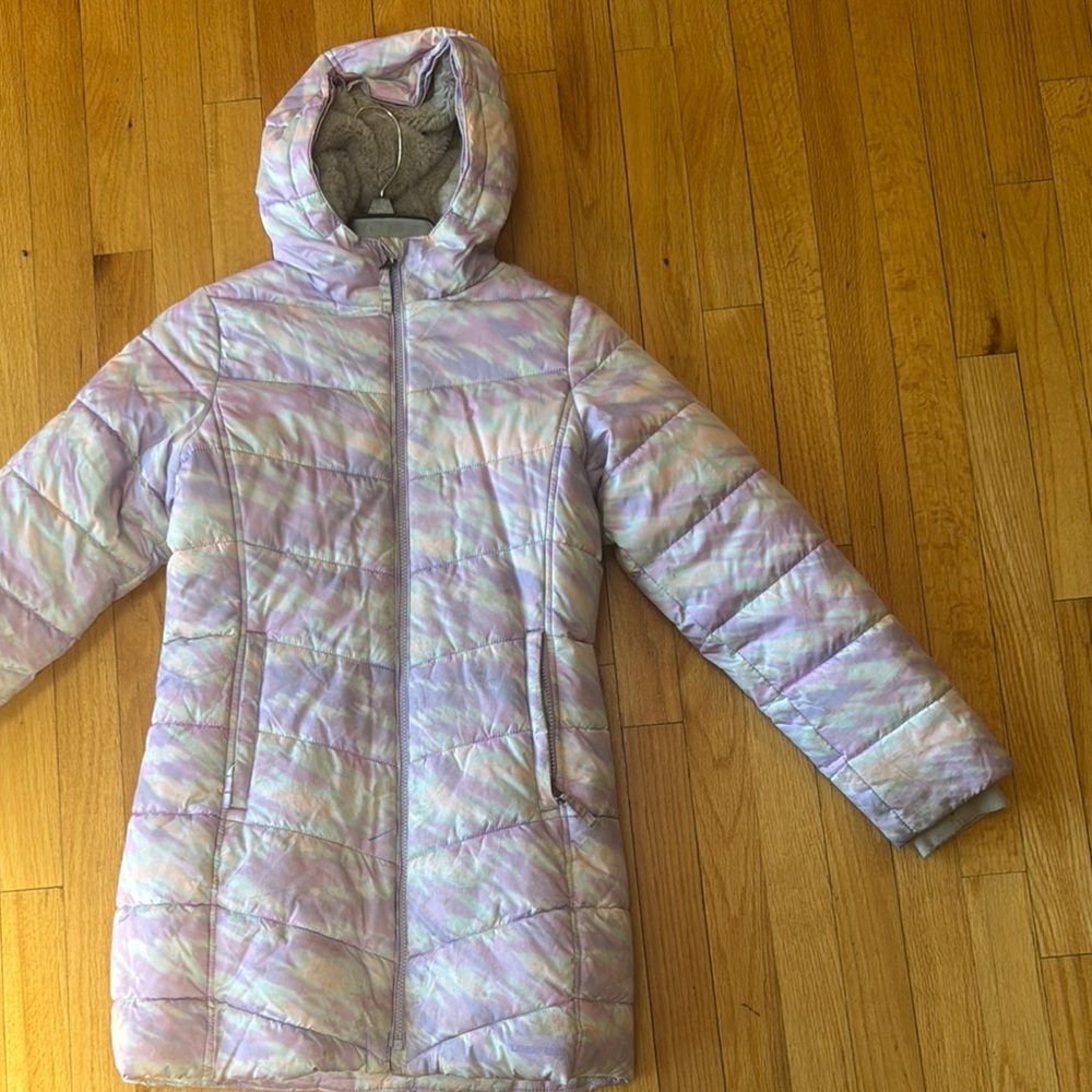 Lands' End Purple Puffer Coat with Hood